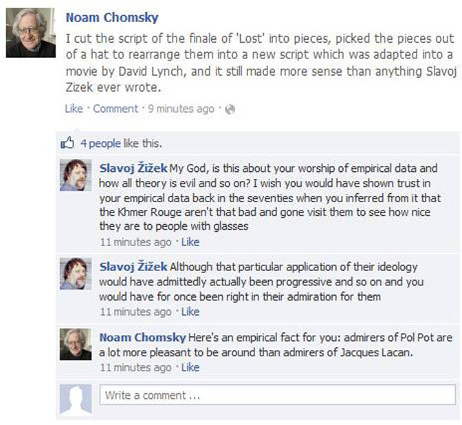 Noam Chomsky vs Slavoj Zizek Facebook